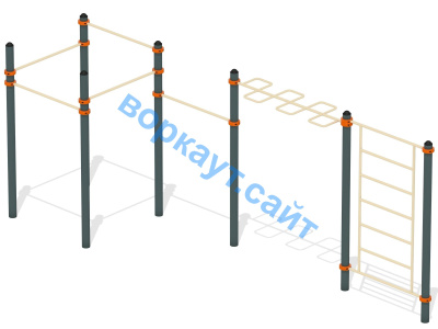 Воркаут турники с шведской стенкой и рукоходом  ВС-21 в Иванове