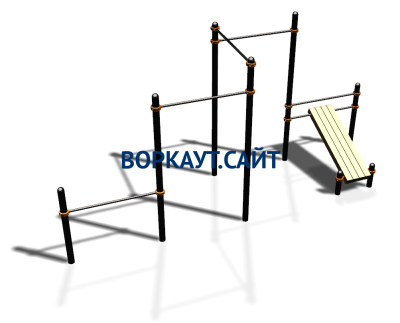 Воркаут комплекс разноуровневых турников со скамьей для пресса ВС-37 в Иванове