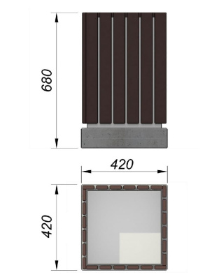 Урна деревянная квадратная с бетонным основанием МАФ 1633 в Иванове