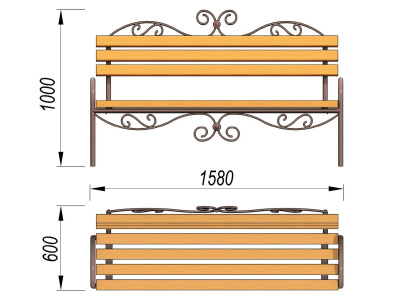 Лавочка кованная МАФ 1606 в Иванове