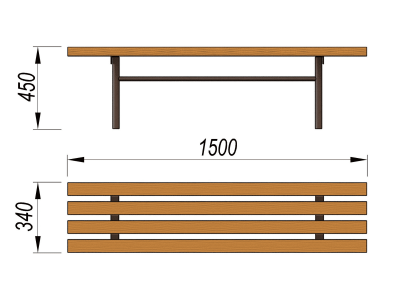 Лавочка без спинки МАФ 1601 в Иванове