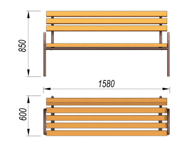 Парковая лавочка со спинкой МАФ 1605 в Иванове
