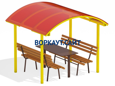 Стол и лавки под навесом МАФ 4005 в Иванове
