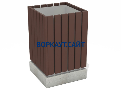 Урна деревянная квадратная с бетонным основанием МАФ 1633 в Иванове